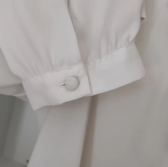 ANN TAYLOR Blouse Ivory Large Petite LP - Picture 5 of 7